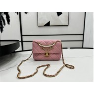 Chanel Mini Flap Bag AS4986 Shiny Lambskin, Imitation Pearls & Gold Metal A