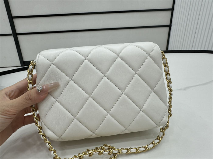 Chanel Mini Flap Bag AS4986 Shiny Lambskin, Imitation Pearls & Gold Metal A