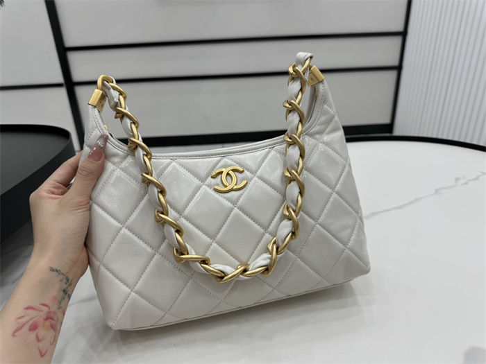 Chanel Hobo Handbag AS4912 Shiny Lambskin & Gold Metal A