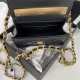 CLUTCH WITH CHAIN Lambskin, Enamel & Gold-Tone Metal AP2944 Black A