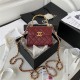 CLUTCH WITH CHAIN Lambskin, Enamel & Gold-Tone Metal AP2944 Burgundy A