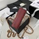 CLUTCH WITH CHAIN Lambskin, Enamel & Gold-Tone Metal AP2944 Burgundy A