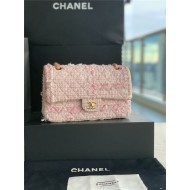 Chanel Medium Classic Flap Bag Tweed Pink High