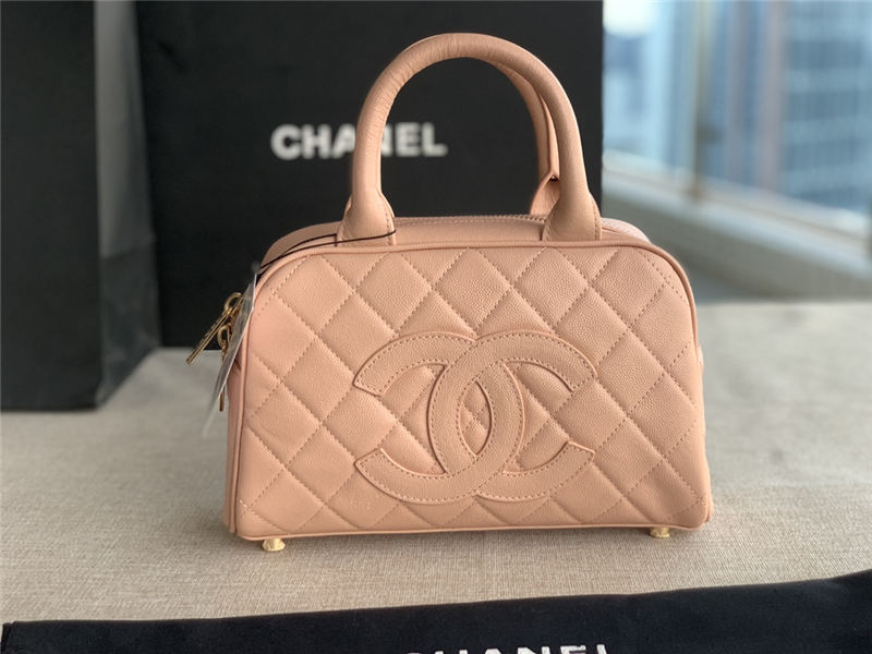 Chanel Mini Bowler Bag Grained Calfskin & Gold-Tone Metal AS3034 Pink High