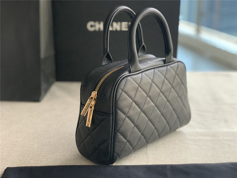 Chanel Mini Bowler Bag Grained Calfskin & Gold-Tone Metal AS3034 Black High