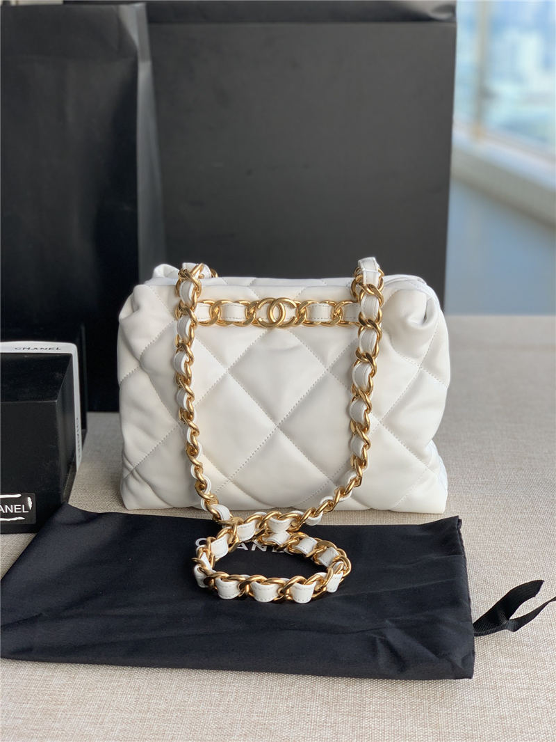 SMALL SHOPPING BAG Lambskin & Gold-Tone Metal AS3502 White High