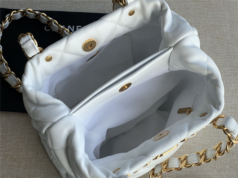 SMALL SHOPPING BAG Lambskin & Gold-Tone Metal AS3502 White High