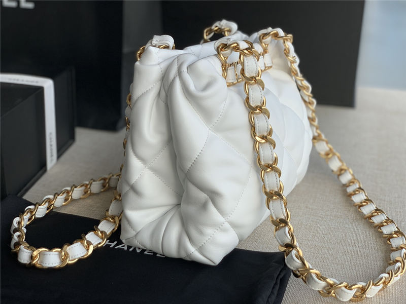 SMALL SHOPPING BAG Lambskin & Gold-Tone Metal AS3502 White High