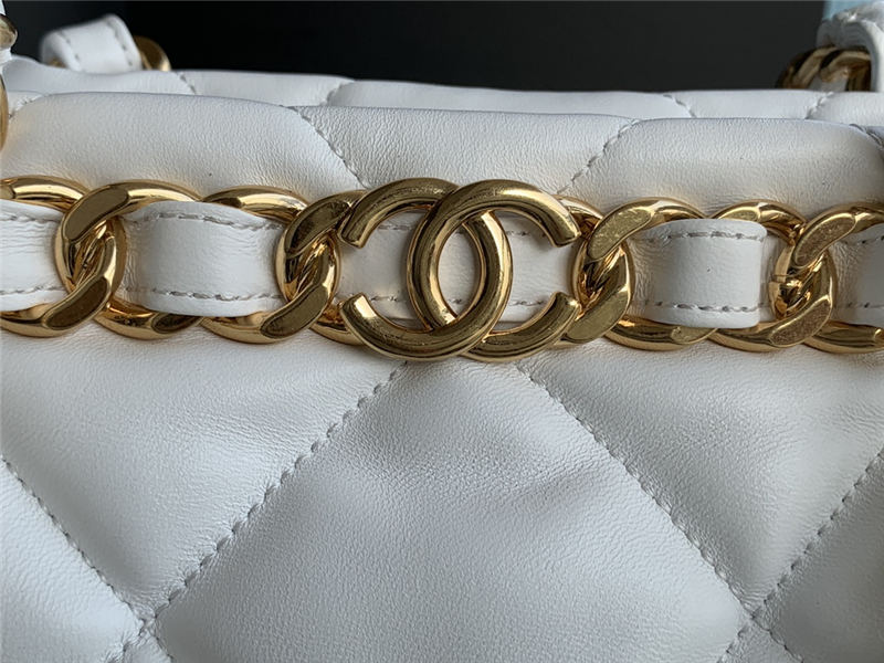 SMALL SHOPPING BAG Lambskin & Gold-Tone Metal AS3502 White High