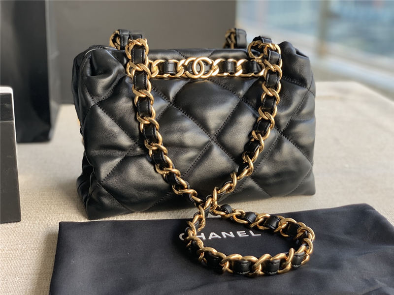 SMALL SHOPPING BAG Lambskin & Gold-Tone Metal AS3502 Black High