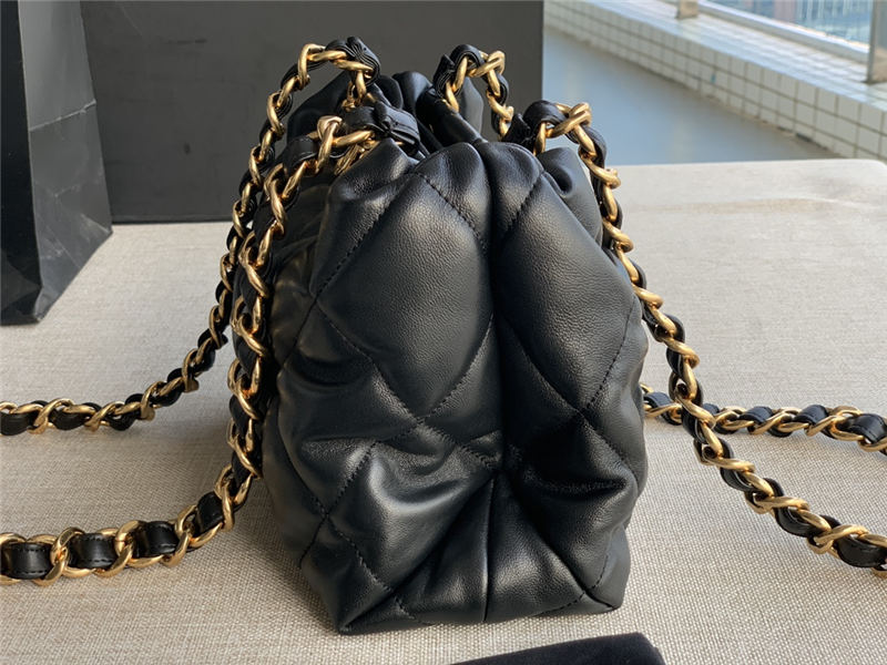 SMALL SHOPPING BAG Lambskin & Gold-Tone Metal AS3502 Black High