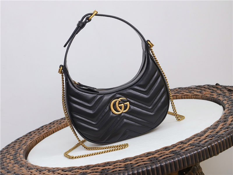 GG Marmont half-moon-shaped mini bag Black 699514 High