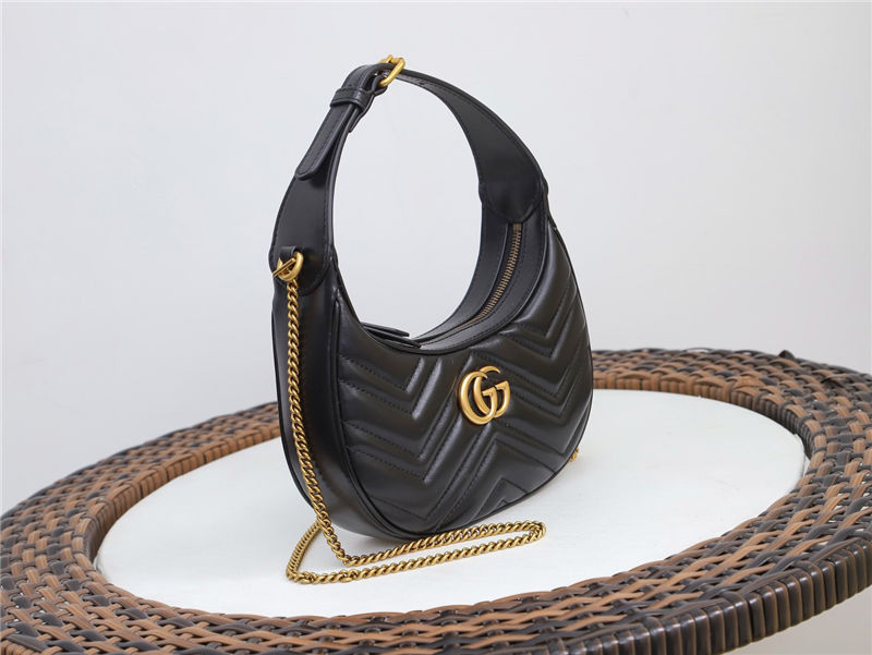 GG Marmont half-moon-shaped mini bag Black 699514 High