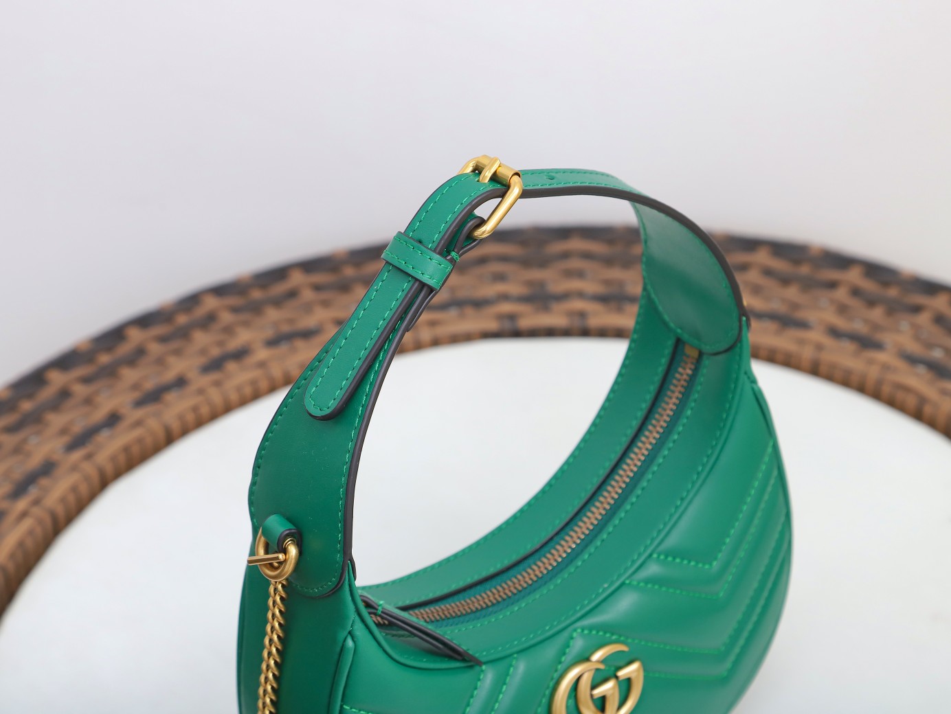 GG Marmont half-moon-shaped mini bag Green 699514 High