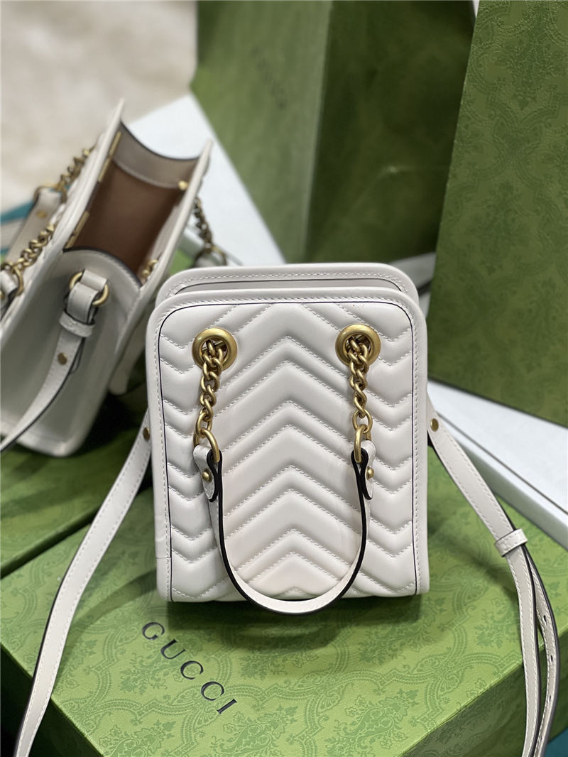 GG Marmont matelassé mini bag 696123 White High