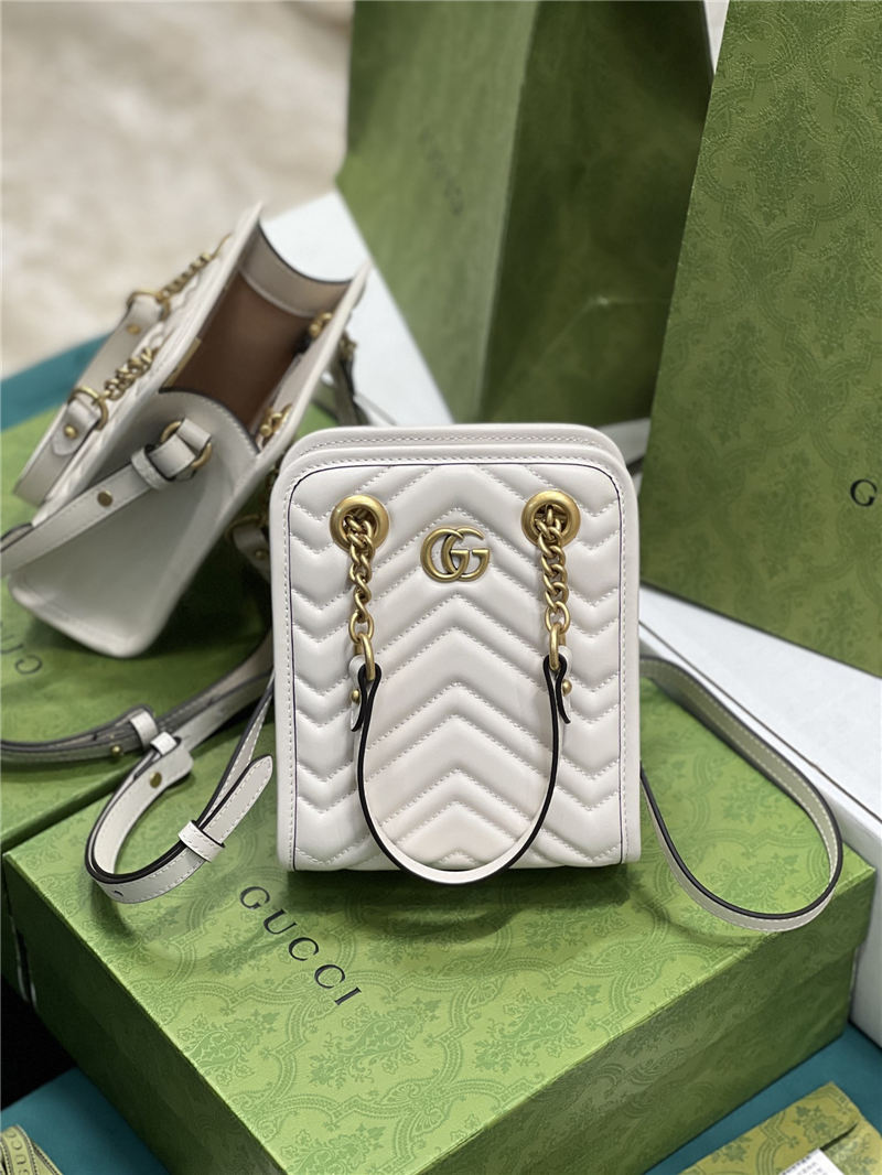 GG Marmont matelassé mini bag 696123 White High