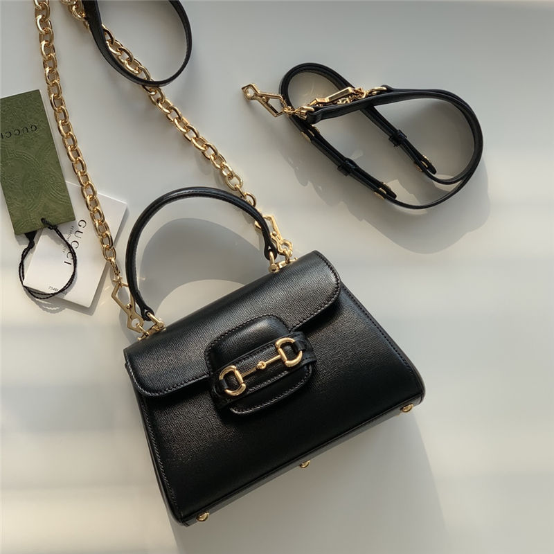 Gucci Horsebit 1955 top handle bag 703848 Leather Black high