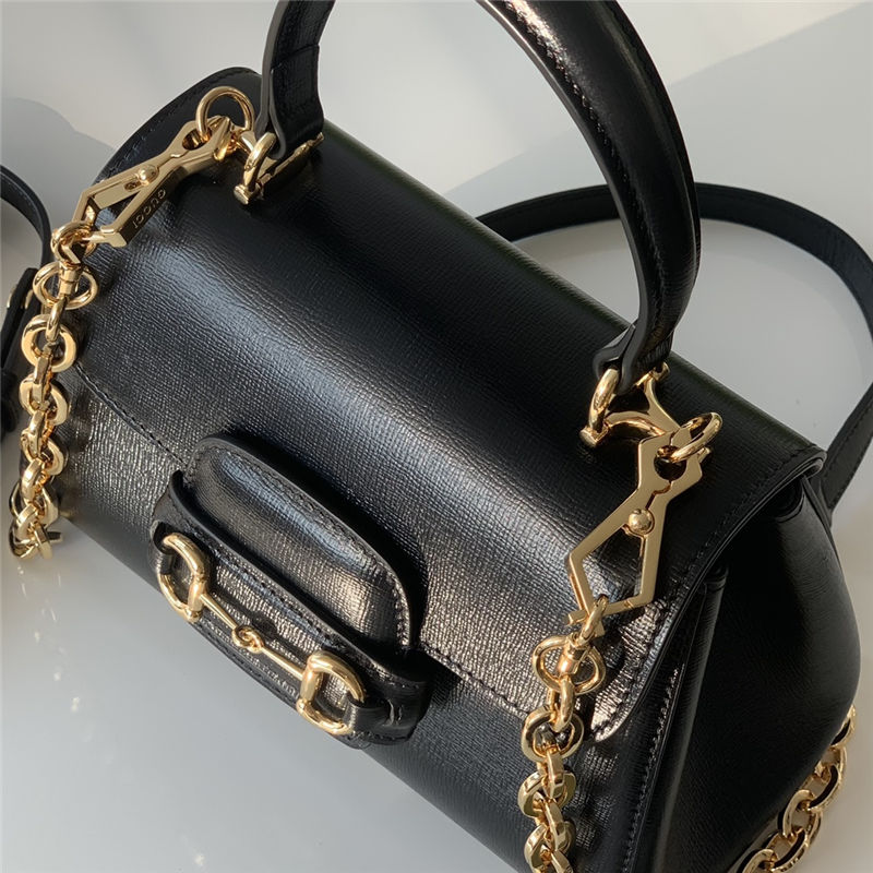 Gucci Horsebit 1955 top handle bag 703848 Leather Black high