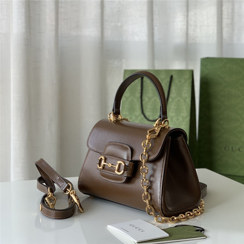 Gucci Horsebit 1955 top handle bag 703848 Leather Brown high