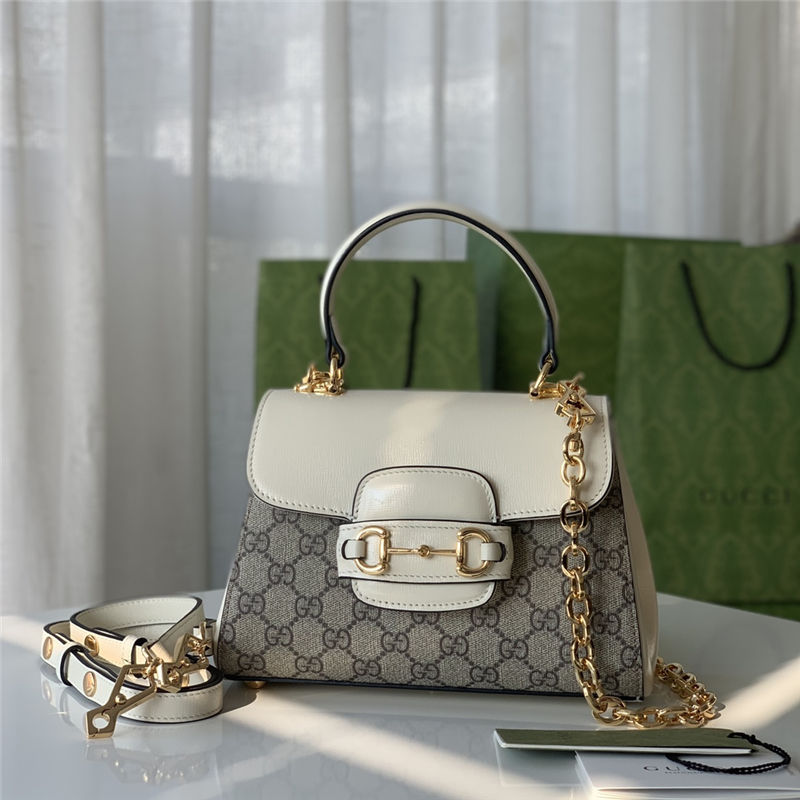 Gucci Horsebit 1955 top handle bag 703848 Leather White high