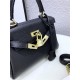 Hermes Kelly Mini Retourne Bag Clemence Leather Black High