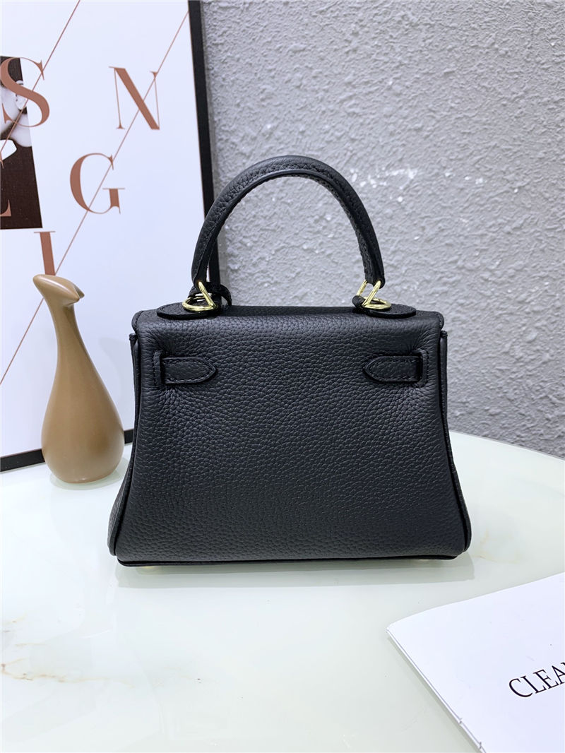 Hermes Kelly Mini Retourne Bag Clemence Leather Black High