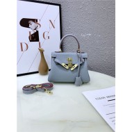 Hermes Kelly Mini Retourne Bag Clemence Leather Grey Blue High