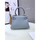 Hermes Kelly Mini Retourne Bag Clemence Leather Grey Blue High