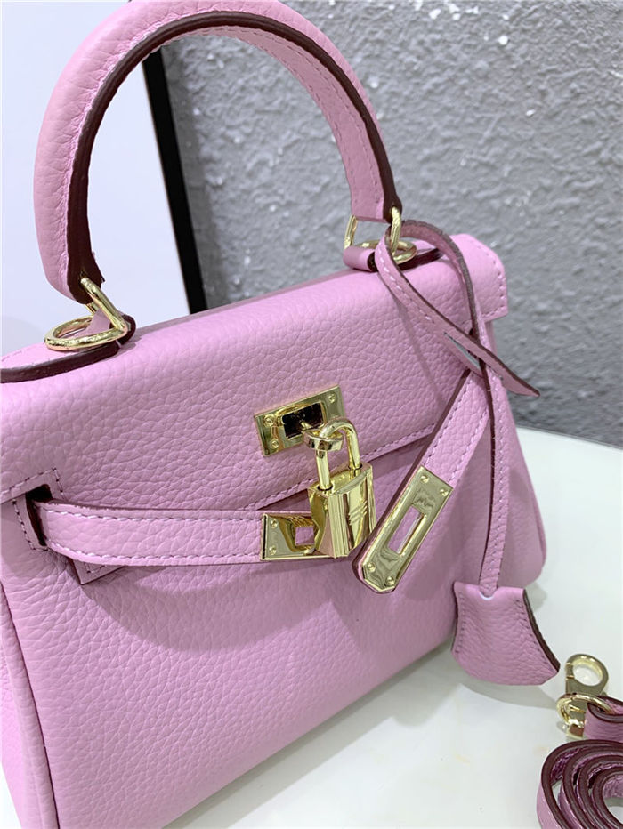 Hermes Kelly Mini Retourne Bag Clemence Leather Pink High