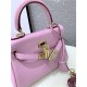 Hermes Kelly Mini Retourne Bag Clemence Leather Pink High