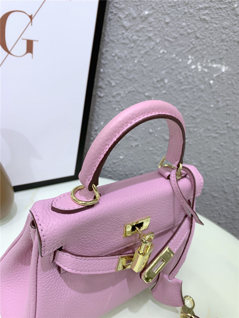 Hermes Kelly Mini Retourne Bag Clemence Leather Pink High