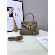 Hermes Kelly Mini Retourne Bag Clemence Leather Etoupe High