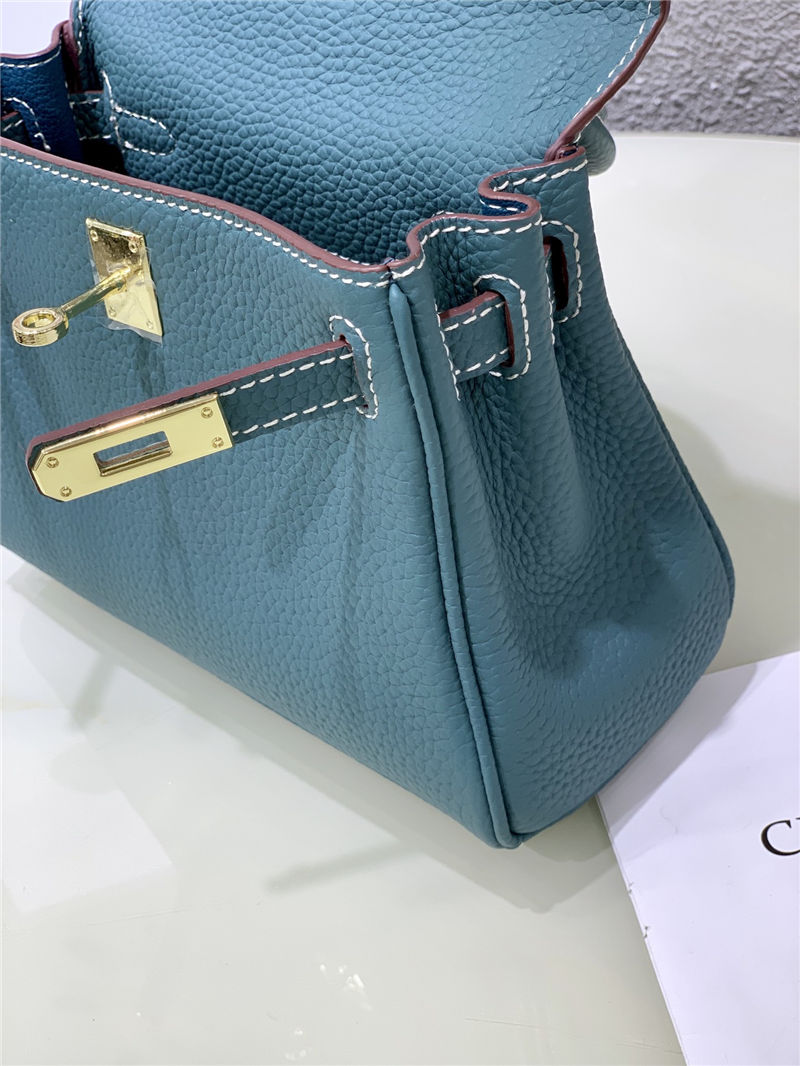 Hermes Kelly Mini Retourne Bag Clemence Leather Denim Blue High