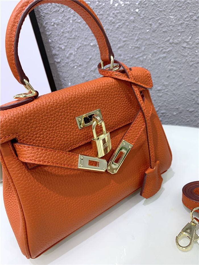 Hermes Kelly Mini Retourne Bag Clemence Leather Orange High