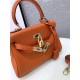 Hermes Kelly Mini Retourne Bag Clemence Leather Orange High