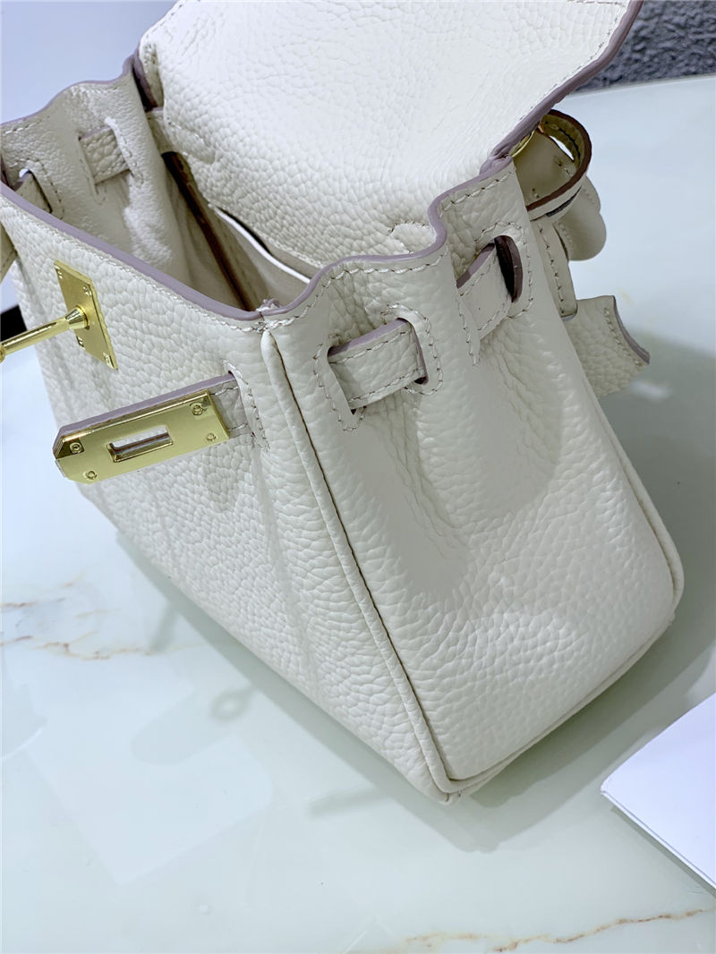 Hermes Kelly Mini Retourne Bag Clemence Leather Cream White High