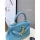 Hermes Kelly Mini Retourne Bag Clemence Leather Blue High