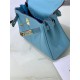 Hermes Kelly Mini Retourne Bag Clemence Leather Blue High