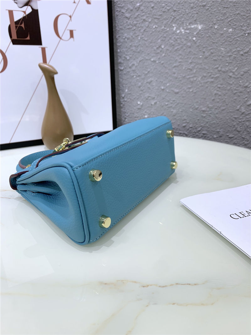 Hermes Kelly Mini Retourne Bag Clemence Leather Blue High