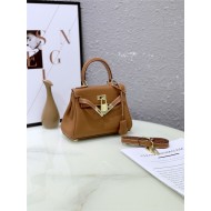 Hermes Kelly Mini Retourne Bag Clemence Leather Gold High