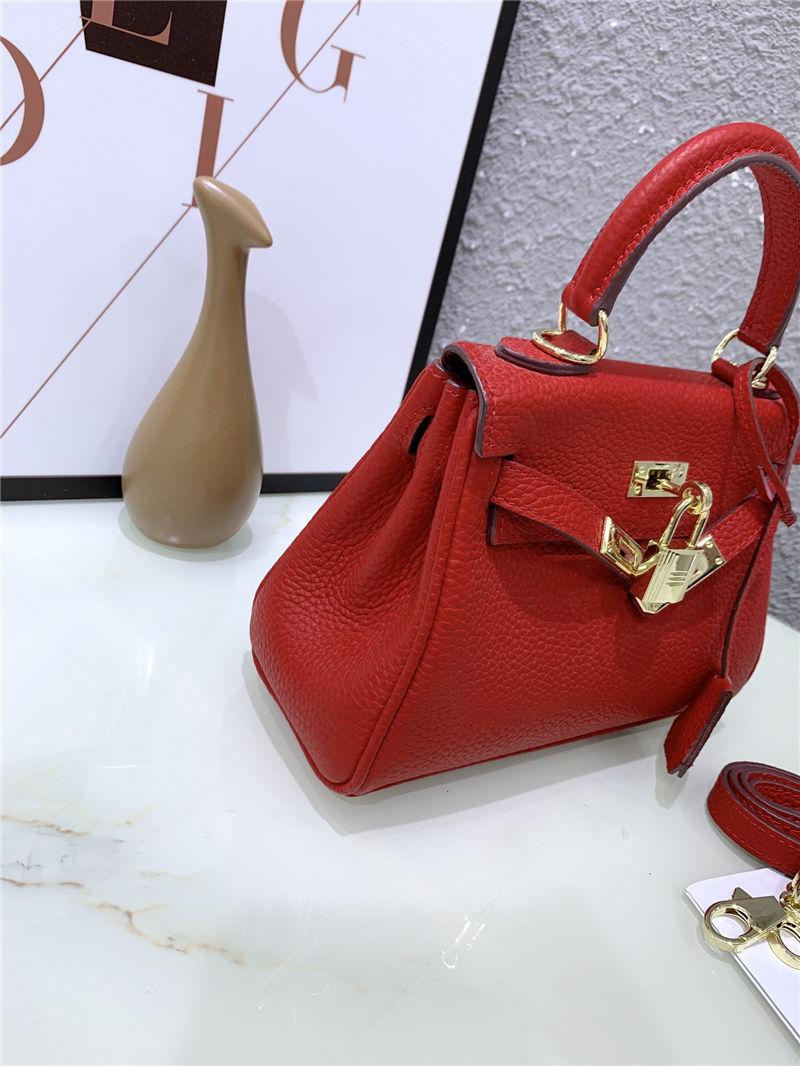 Hermes Kelly Mini Retourne Bag Clemence Leather Red High