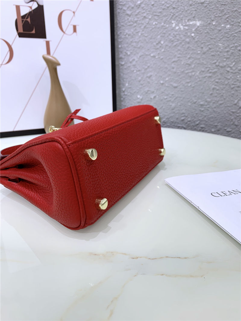 Hermes Kelly Mini Retourne Bag Clemence Leather Red High