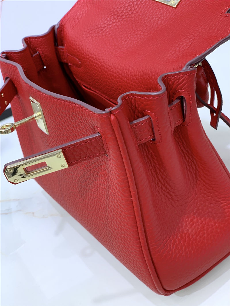 Hermes Kelly Mini Retourne Bag Clemence Leather Red High