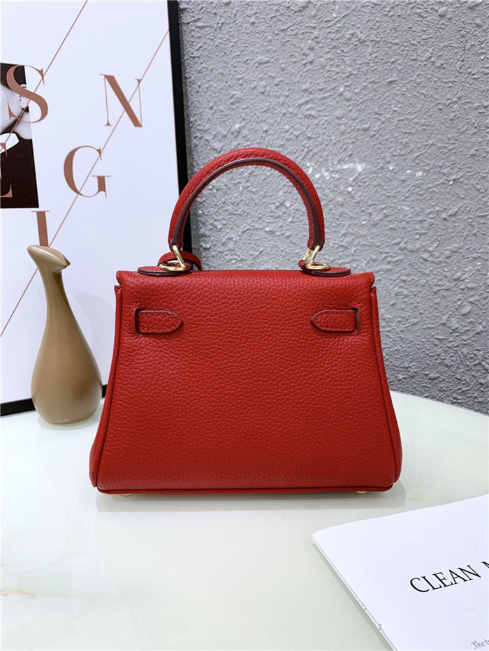 Hermes Kelly Mini Retourne Bag Clemence Leather Red High