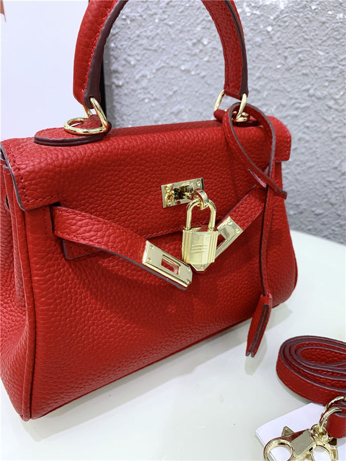 Hermes Kelly Mini Retourne Bag Clemence Leather Red High