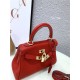 Hermes Kelly Mini Retourne Bag Clemence Leather Red High