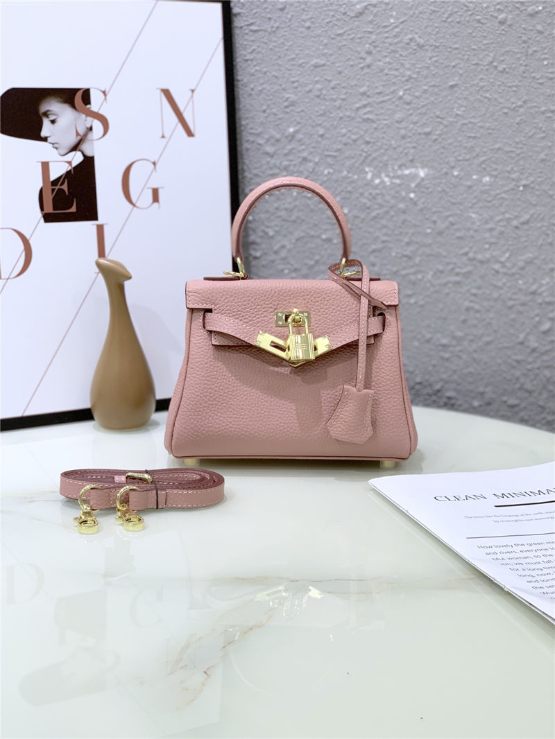 Hermes Kelly Mini Retourne Bag Clemence Leather Pink High