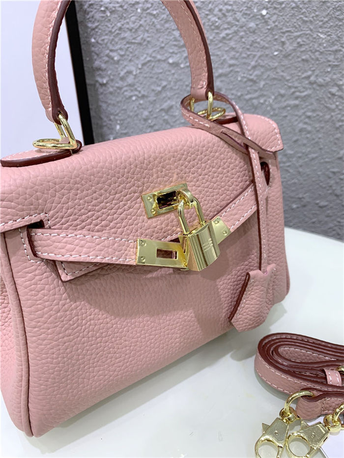 Hermes Kelly Mini Retourne Bag Clemence Leather Pink High