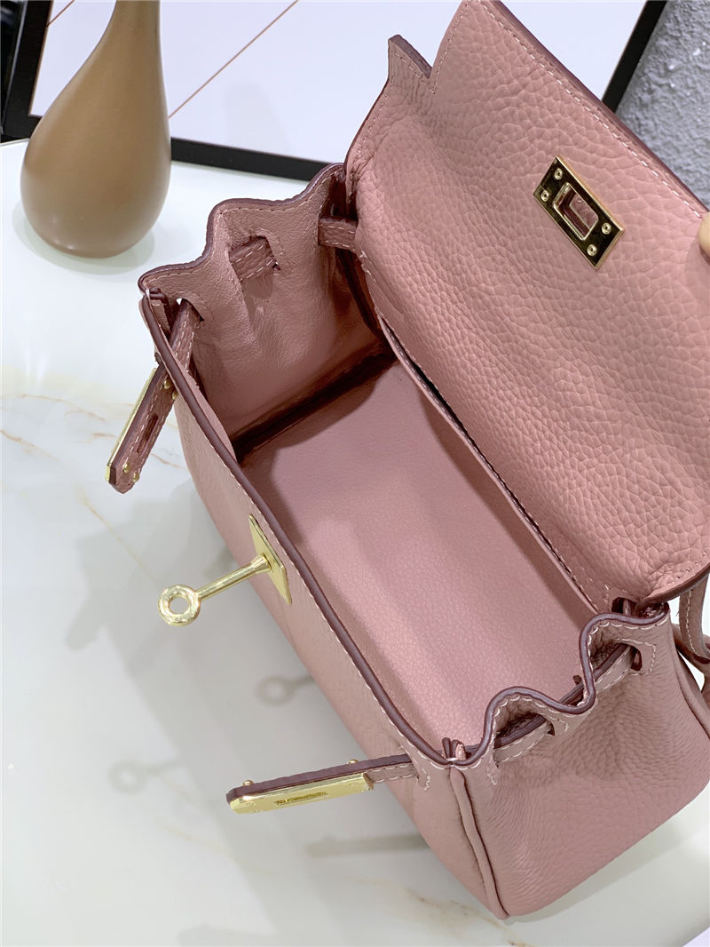 Hermes Kelly Mini Retourne Bag Clemence Leather Pink High