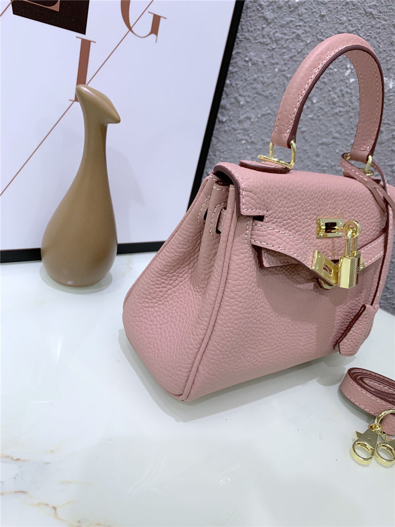 Hermes Kelly Mini Retourne Bag Clemence Leather Pink High